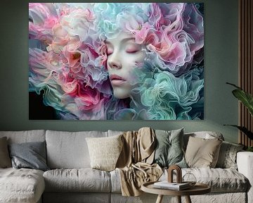 fantasie portret vrouw met bloemen van Egon Zitter