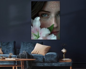 Fantasie Porträt Frau mit Blumen
