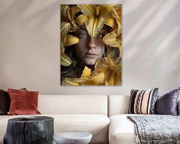 Fantasie Porträt Frau mit Blumen