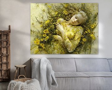 Fantasie Porträt Frau mit Blumen
