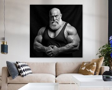 Oudere bodybuilder met witte baard van BEARpictureart