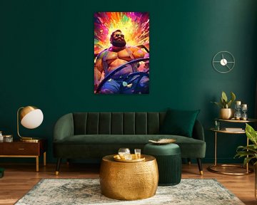 Trucker met baard aan het stuur van BEARpictureart