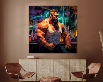 Bodybuilder in een bar van BEARpictureart