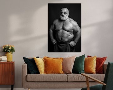 Bodybuilder met een witte baard van BEARpictureart