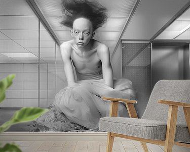 Voorbeeld van het werk in een kamer