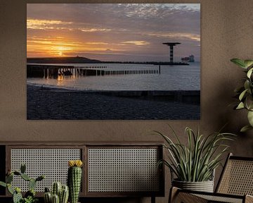 Zonsondergang Maasvlakte Rotterdam van Cobi de Jong