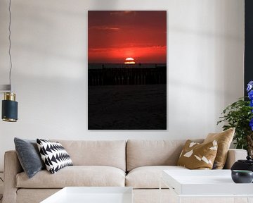 Sonnenuntergang am Strand von Westkapelle von MSP Canvas