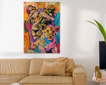 Lionne avec bébé