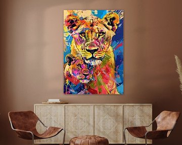Lionne avec bébé