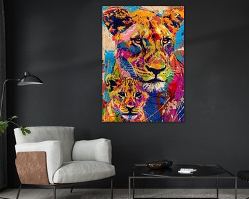 Lionne avec bébé