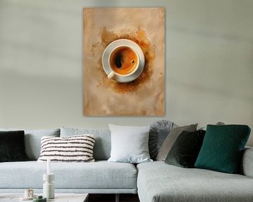 Realistische Bovenaanzicht van Kopje Espresso met Koffievlekken van Color Square