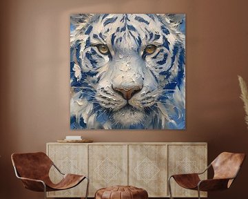 Schilderij Tijger Blauw van Kunst Kriebels