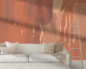 Abstract brush strokes in terracotta.
