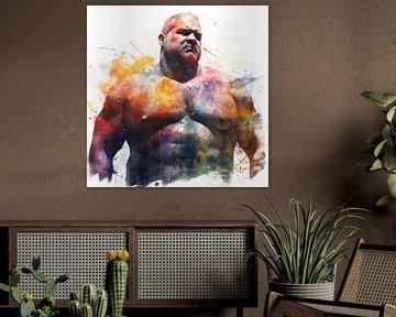 Sterke man aquarel van BEARpictureart