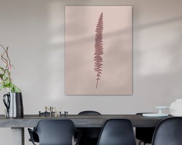 Minimalist Botanical. Fern leaf in pink. by Dina Dankers
