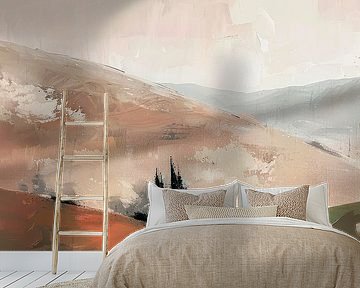 Abstract landscape in neutral tones, Japandi style by Japandi Art Studio