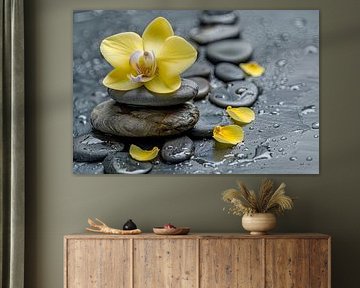 Blume und Stein im spirituellen Gleichgewicht
