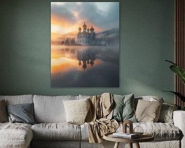 La splendeur de l'église au crépuscule
