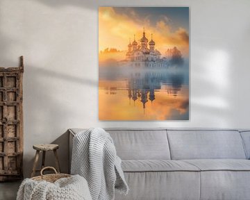 Kerk in een gouden gloed
