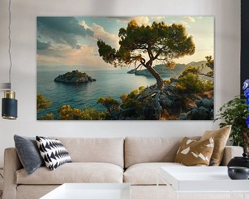 Arbre au-dessus d'une falaise côtière
