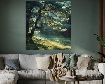 Romantiek in het groene zomerbos