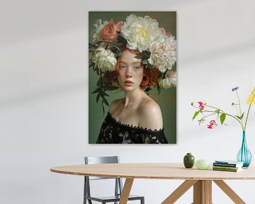 Flower crown and freckles by Poster Art Shop