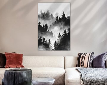 Mystiek boslandschap in de mist van Poster Art Shop