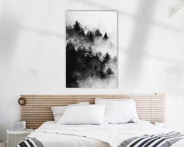 Mystiek boslandschap in de mist van Poster Art Shop