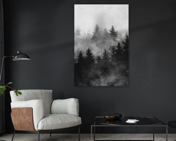 Boslandschap in de mist van Poster Art Shop