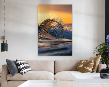 Golven in de zonsondergang