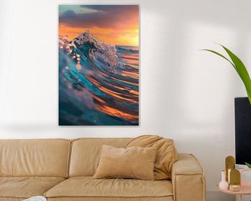 Golven in de zonsondergang