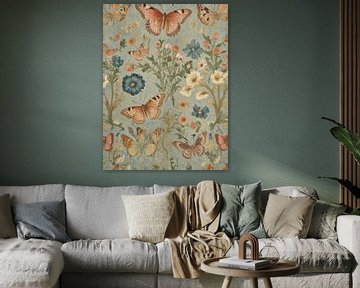 Vlinders en bloemen stijl William Morris van TOAN TRAN