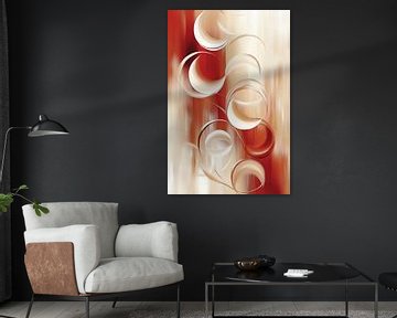 Modern abstract in rood en beige van Bert Nijholt