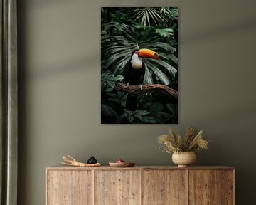 Toekan in de weelderige jungle van Poster Art Shop