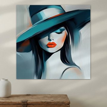 Femme avec un grand chapeau