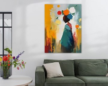 Vrouw met bloemen stijl abstract van TOAN TRAN