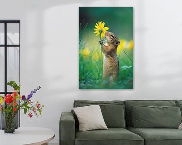 Tendre moment avec une fleur sur Poster Art Shop