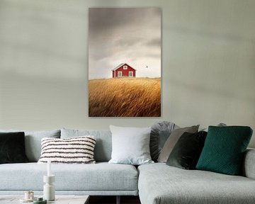 Lonely red house in the field by Poster Art Shop