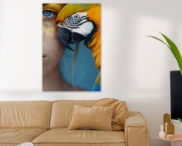 Tropisch uitzicht met vogelpartner van Poster Art Shop
