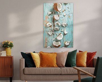 Coconuts on a blue surface by Poster Art Shop