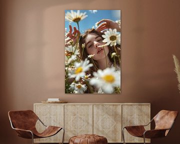 Zee van bloemen en zonnestralen van Poster Art Shop