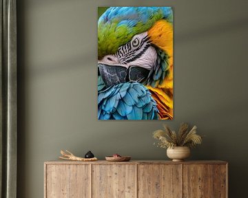 Colourful macaw in detail by Poster Art Shop