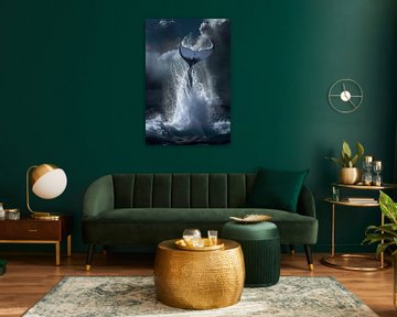 Walfluke im Sprung über das Wasser von Poster Art Shop