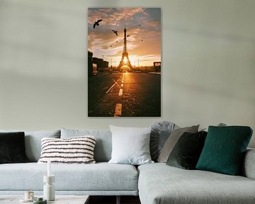 Eiffeltoren bij zonsondergang van Poster Art Shop