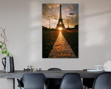 Eiffeltoren bij zonsondergang van Poster Art Shop