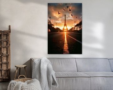 Zonsondergang boven de Eiffeltoren van Poster Art Shop