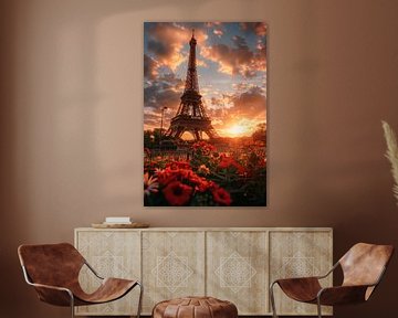 Eiffeltoren in het avondlicht van Poster Art Shop
