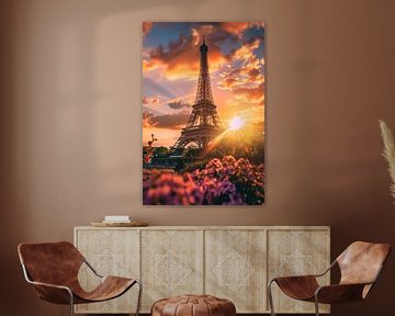 Eiffeltoren bij zonsondergang van Poster Art Shop