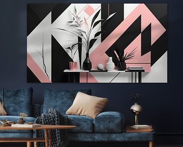 Geometric perfection in black, white and pink