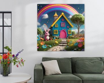 Betoverend huisje in regenboogland